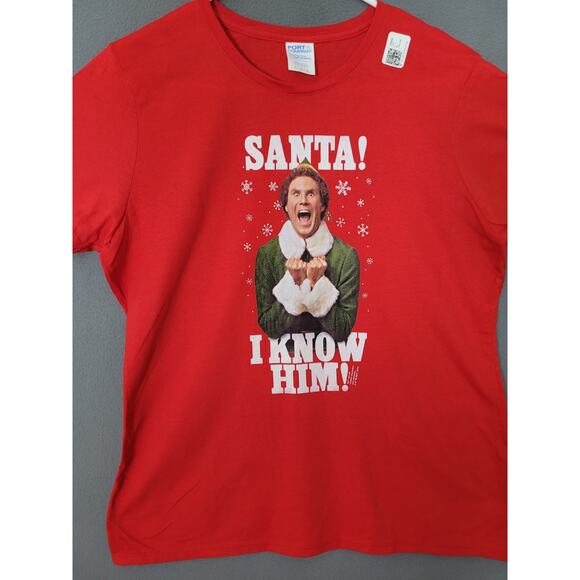 Elf Santa! I Know Him! Buddy Funny Christmas T-Shirt Womens Size Large - Picture 3 of 7